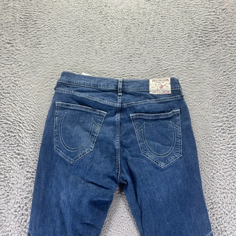 True Religion Rocco Jeans Mens 33x35 Blue Denim Skinny Leg Relaxed Biker Stretch